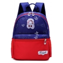Popular Color Block Cartoon Pattern Nylon School Bag Backpack for Students 25*11*33 CM