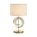 Fabric Drum Table Lamp with Tornado Decoration 1 Light Creative Reading Light in White for Office