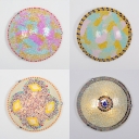 Glass Domed Shade Ceiling Light 16 Inch Mosaic Multi-Color Flush Light for Kid Bedroom