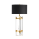 Crystal Tube Reading Light Hotel 1 Light Contemporary Desk Light with Drum Shade in Black