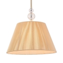 1 Light Tapered Suspension Light Rustic Style Fabric Hanging Light in Beige for Dining Room