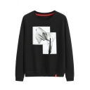 New Stylish Abstract Painting Printed Cotton Round Neck Long Sleeve Sweatshirt