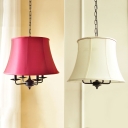 Metal Candle Suspension Light with Tapered Shade Bedroom 4 Lights Traditional Chandelier in Off-White/Red