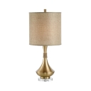Traditional Curved Body Desk Light Linen 1 Light Brass Desk Lamp for Living Room