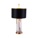 Cylinder Shade Bedroom Desk Light Clear Glass 1 Light Contemporary Table Light in Black