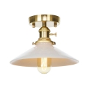 Industrial White Flush Mount Light Cone Shade 1 Light Metal Ceiling Fixture for Study Room