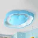 Cartoon Cloud LED Ceiling Mount Light Acrylic Blue/White Flush Light in Warm/White for Kindergarten