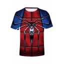 Popular Blue and Red Spider Far From Home Short Sleeve Round Neck Summer Tee