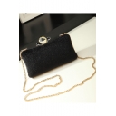 Trendy Plain Metal Buckle Lock Evening Clutch Bag with Chain Strap 20*6*10 CM