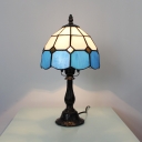 Living Room Lattice Dome Desk Light Art Glass One Head Tiffany Traditional Blue Desk Lamp
