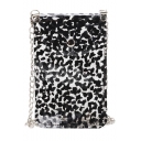 New Fashion Leopard Pattern Black Transparent Crossbody Cell Phone Purse 12*0.5*18 CM