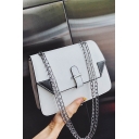 Chic Color Block Patched Square Crossbody Bag with Chain Strap 21.5*7*16 CM