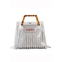 New Trendy Letter Stripe Pattern Portable Transparent Crossbody Shoulder Bag Handbag 30.5*12*26 CM