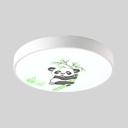 Lovely White LED Ceiling Mount Light with Panda Third Gear Acrylic Flush Light for Boy Girl Bedroom