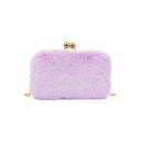 New Fashion Solid Color Plush Crossbody Clutch Bag with Chain Strap 18*6*10 CM