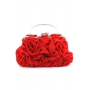 Fashion Solid Color Ruffled Floral Design Top Handbag Clutch Bag for Wedding 20*5*12 CM