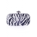 Trendy Color Block Printed Black and White Evening Clutch Bag 19*10*5.5 CM