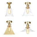 Bell/Cone/Saucer Ceiling Mount Light 1 Light Retro Loft Flush Light in Brass for Bathroom