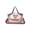 New Stylish Letter HCIC NI APRIS Pattern Striped Strap Large Sequined Tote Shoulder Bag 18*33*13 CM