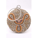 Luxury Colored Beaded Embellishment Gold Round Clutch Handbag 18*18 CM