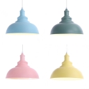 Metal Gourd Shape Pendant Lamp 1 Light Macaron Loft Hanging Light in Blue/Green/Pink/Yellow for Child Bedroom