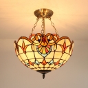 Restaurant Domed Shade Chandelier Stained Glass Tiffany Style Victorian Hanging Light