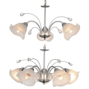 Traditional Flower Shade Chandelier with Crystal Bead 3/5 Lights Metal Pendant Light in Chrome for Bedroom