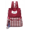 Women's Big Capacity Anti-theft Letter Label Patched Oxford Cloth Leisure Travel Shoulder Bag Backpack 32*31*13 CM