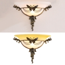 Metal Butterfly Shape Wall Sconce 1 Light Rustic Wall Light in White/Yellow for Dining Room