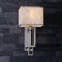 Modern Rectangle Shade Sconce Light 1 Light Metal Wall Lamp in Chrome for Restaurant Bathroom