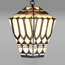 Vintage Style Lantern Pendant Light Glass Metal One Light Brown Ceiling Light for Bar Cafe