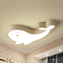 Animal Dolphin LED Flush Mount Light Acrylic White Ceiling Lamp in Warm/White for Kid Bedroom