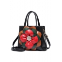 New Fashion Colorful Flower Embellishment Satchel Handbag for Women 30*13*23 CM