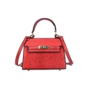 Fashion Solid Color Belt Buckle Top Handle Platinum Satchel Bag Handbag 18.5*12.5*7.5 CM