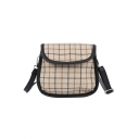 Hot Fashion Plaid Pattern Khaki Crossbody Saddle Bag 19*7*18 CM