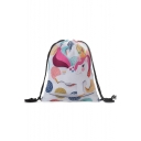 New Collection Unicorn Printed White Storage Bag Drawstring Backpack 33*39 CM
