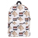 Stylish Cartoon Alpaca Letter Printed Large Capacity White Travel Bag School Backpack 27*10*42 CM