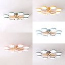 Macaron Colored Snowflake Ceiling Fixture 8 Lights Acrylic Semi Flush Light in White/Warm for Living Room