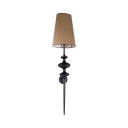 Traditional Black Sconce Light with Tapered Shade 1 Light Metal Fabric Wall Lamp for Hotel Stair