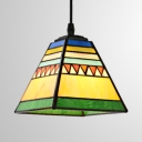 Restaurant Craftsman Suspension Light Stained Glass Tiffany Style Rustic Hanging Light