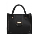 Simple Solid Color Large Capacity PU Leather Hasp Satchel Tote Handbag 25*12*21 CM