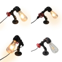 One Bulb Bare Bulb Desk Light Industrial Plug In Metal Reading Light with Pipe for Cafe