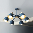Nordic Style Dome Chandelier Rotatable Metal 6 Lights Blue/Gray/Khaki Pendant Light for Living Room