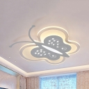 White Butterfly LED Flush Mount Light Cartoon Acrylic Ceiling Lamp in Warm White/White for Kindergarten