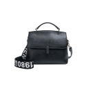Simple Fashion Letter Wide Strap PU Leather Briefcase Satchel Shoulder Bag 22*17.5*10 CM
