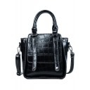 New Fashion Crocodile Pattern Belt Embellishment School Shoulder Bucket Bag Work Satchel Bag 18*20*10 CM