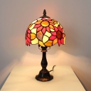 Stained Glass Sunflower Desk Light Living Room 1 Head Tiffany Style Rustic Table Light with Plug-In Cord