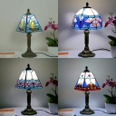 Tiffany Antique Craftsman/Dome Table Light Stained Glass 1 Light Brass Body Desk Light for Adult Bedroom