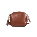 Simple Vintage Solid Color Button Embellishment PU Leather Crossover Handbag 16*7.5*17 CM
