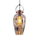 Creative Leaf Decoration Pendant Lamp Glass 1 Light Hanging Light for Living Room Restaurant